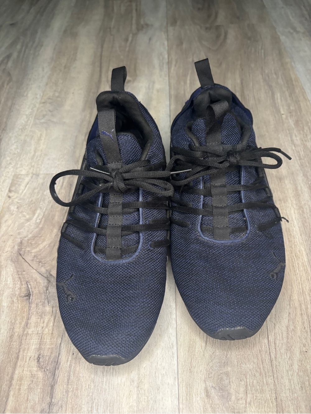 Puma Men's Navy and Black Mesh Running Sneakers Size 9.5
